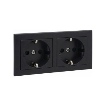 Legrand - Prise double pour usage domestique SCHUKO avec cadre SUNO 250V noire