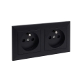 Legrand - Prise double résidentielle avec cadre SUNO 250V noire