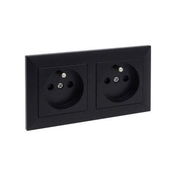 Legrand - Prise double résidentielle avec cadre SUNO 250V noire