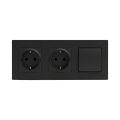 Legrand - Prise double SCHUKO domestique et interrupteur unipolaire n° 1 NILOE STEP 250V noir