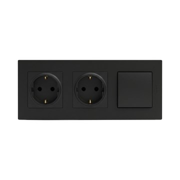 Legrand - Prise double SCHUKO domestique et interrupteur unipolaire n° 1 NILOE STEP 250V noir