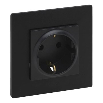 Legrand - Prise encastrée SCHUKO avec cadre NILOE STEP 250 V/16 A, noire