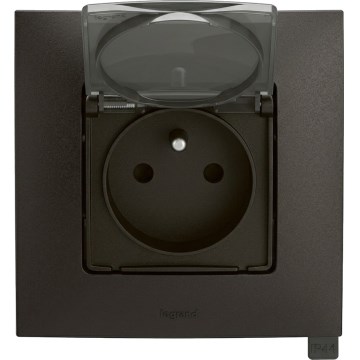 Legrand - Prise extérieure domestique avec cadre 250V/16A NILOE IP44 noire