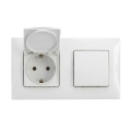 Legrand - Prise extérieure domestique et interrupteur unipolaire n° 1 avec cadre NILOE 250V IP44 blanc