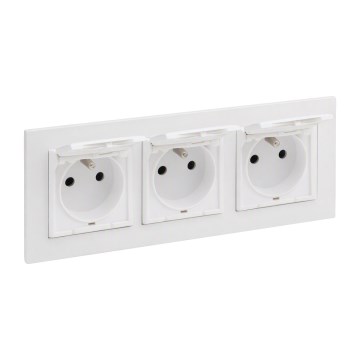 Legrand - Prise extérieure triple pour habitation avec cadre NILOE STEP 250V IP44 blanche