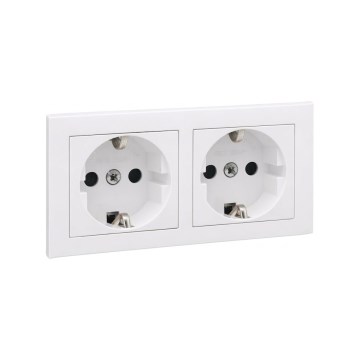 Legrand - Prise murale double SCHUKO avec cadre SUNO 250 V blanche