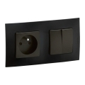 Legrand - Prise murale et interrupteur double n° 5 avec cadre NILOE 250V noir