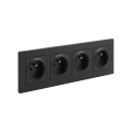 Legrand - Prise murale quadruple pour usage domestique avec cadre NILOE STEP 250V, noire