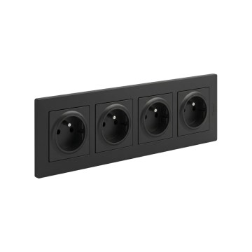 Legrand - Prise murale quadruple pour usage domestique avec cadre NILOE STEP 250V, noire
