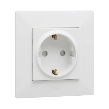 Legrand - Prise murale SCHUKO avec cadre NILOE STEP 250V blanche