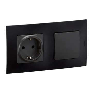 Legrand - Prise murale SCHUKO et interrupteur d'escalier n° 6 avec cadre NILOE 250 V noir