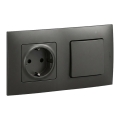 Legrand - Prise murale SCHUKO et interrupteur unipolaire n° 1 avec cadre NILOE 250V noir