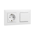 Legrand - prise murale SCHUKO et interrupteur unipolaire n° 1 avec cadre NILOE STEP 250V blanc