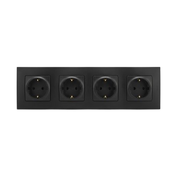 Legrand - Prise murale SCHUKO quadruple avec cadre NILOE 250V noire
