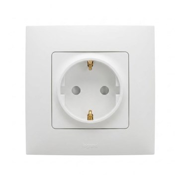 Legrand - Prise SCHUKO domestique avec cadre NILOE 250V blanche