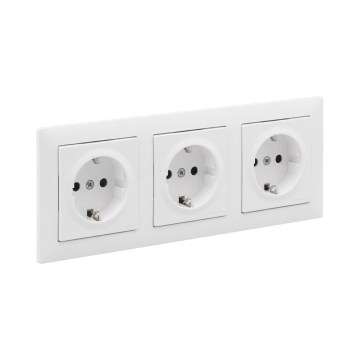 Legrand - Prise triple domestique SCHUKO avec cadre SUNO 250V blanche