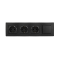 Legrand - Prise triple domestique SCHUKO et interrupteur unipolaire n° 1 avec cadre 250V NILOE noir