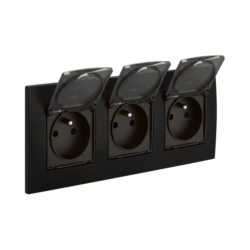 Legrand - Prise triple extérieure NILOE 250V IP44 noire