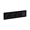 Legrand - Prise triple pour usage domestique et interrupteur unipolaire n° 1 avec cadre NILOE STEP 250V noir