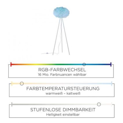 Leuchten Direkt 11212-16 - Lampadaire RGBW à intensité variable NAOMI LED/10W/230V 2700-5000K Wi-Fi TUYA + télécommande