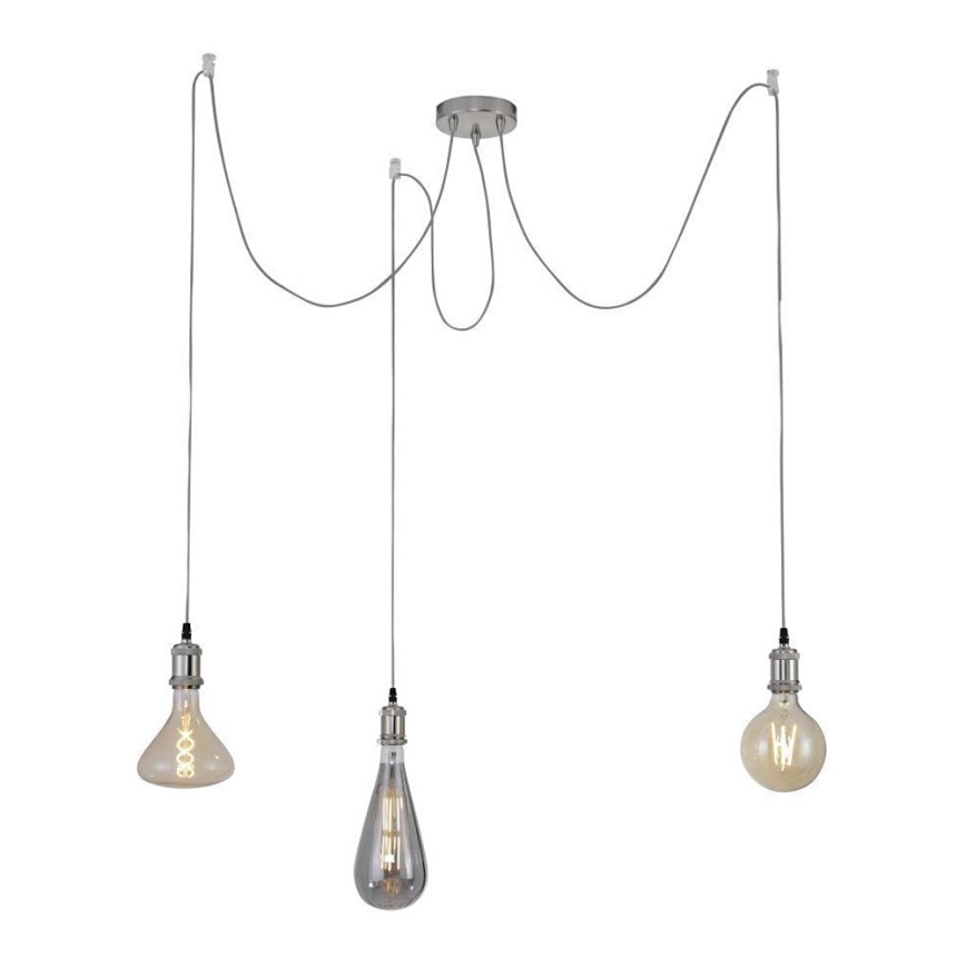Leuchten Direkt 13571-55 - Suspension filaire DIY 3xE27/60W/230V araignée chrome mat