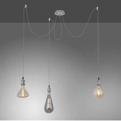 Leuchten Direkt 13571-55 - Suspension filaire DIY 3xE27/60W/230V araignée chrome mat