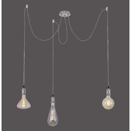 Leuchten Direkt 13571-55 - Suspension filaire DIY 3xE27/60W/230V araignée chrome mat