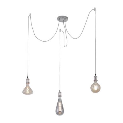 Leuchten Direkt 13571-55 - Suspension filaire DIY 3xE27/60W/230V araignée chrome mat