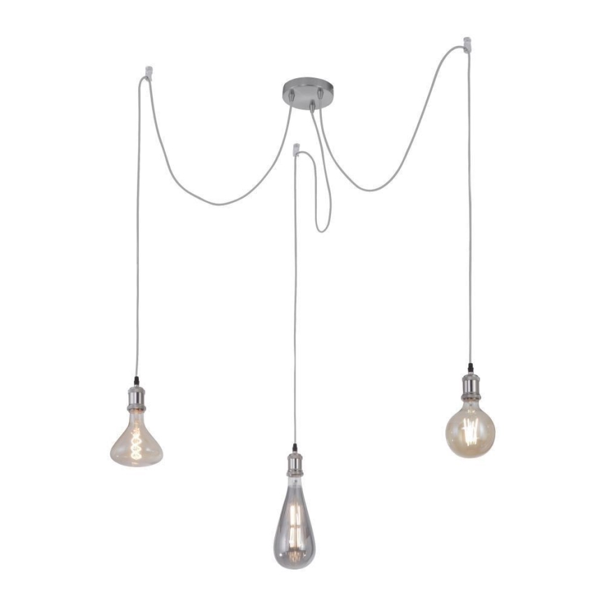 Leuchten Direkt 13571-55 - Suspension filaire DIY 3xE27/60W/230V araignée chrome mat