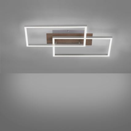 Leuchten Direkt 14018-78 - Plafonnier à intensité variable IVEN 2xLED/15W/230V chêne + télécommande