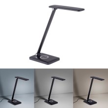 Leuchten Direkt 14415-18 - Lampe de table à intensité variable avec chargeur sans fil LED FLORENTINA LED/5W/230V 3000-5000K noire + USB