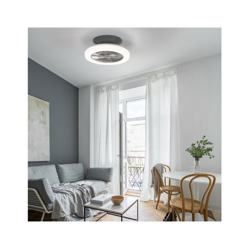 Leuchten Direkt 14645-55 - Luminaire avec ventilateur LEONARD LED/27W/230V