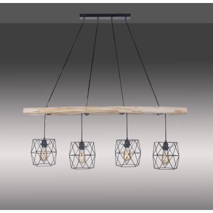 Leuchten Direkt 15036-18 - Suspension filaire EDGAR 4xE27/60W/230V eucalyptus