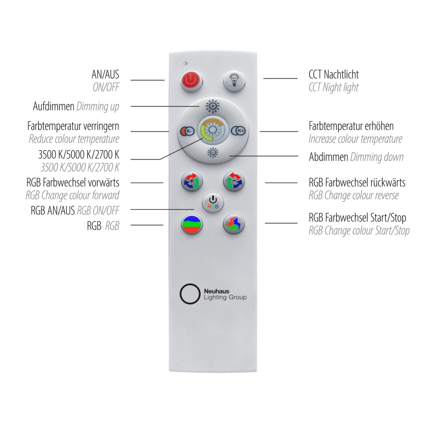 Leuchten Direkt 15411-21- Plafonnier à intensité variable LED RVB CYBA LED/26W/230V +  télécommande