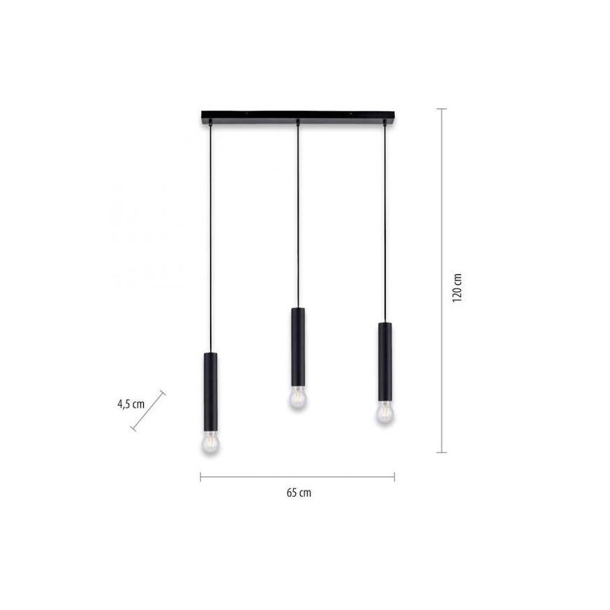 Leuchten Direkt 15618-18 - Suspension filaire BRUNA 3xE27/60W/230V noir