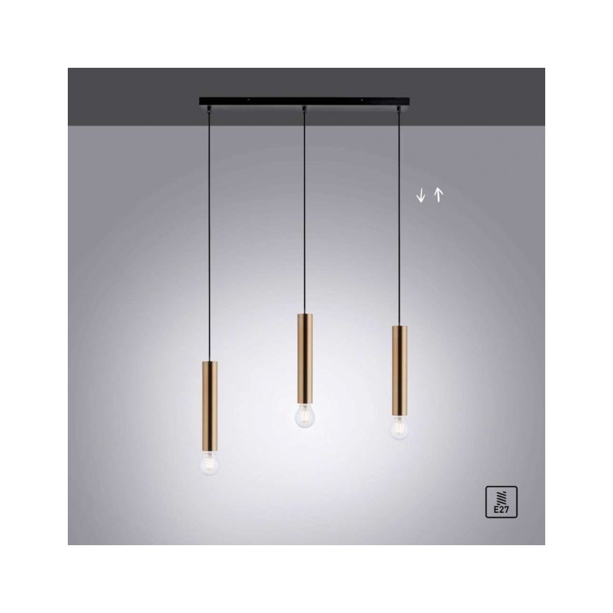 Leuchten Direkt 15618-60 - Suspension filaire BRUNA 3xE27/60W/230V laiton
