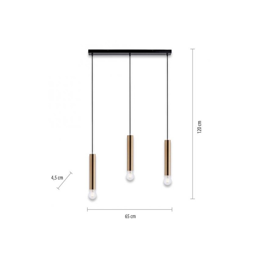 Leuchten Direkt 15618-60 - Suspension filaire BRUNA 3xE27/60W/230V laiton