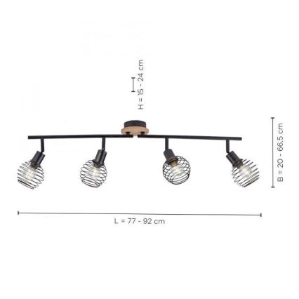 Leuchten Direkt 15924-79 - Spot EUGEN 4xE14/40W/230V chêne