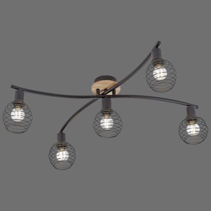Leuchten Direkt 15925-79 - Plafonnier EUGEN 5xE14/40W/230V chêne