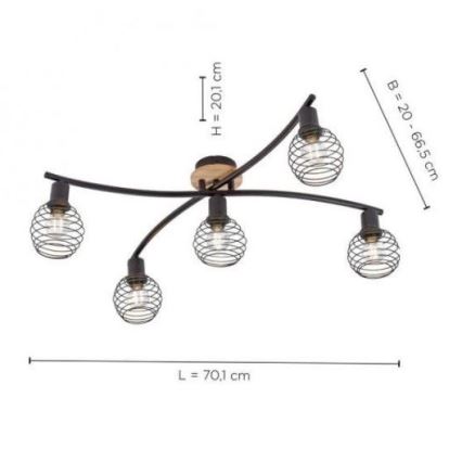 Leuchten Direkt 15925-79 - Plafonnier EUGEN 5xE14/40W/230V chêne