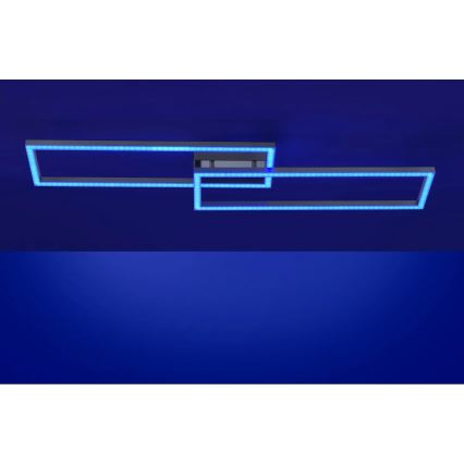 Leuchten Direkt 16430-55 - Plafonnier LED RGBW dimmable MAXI 2xLED/18W/230V 2700-5000K chrome mat + télécommande