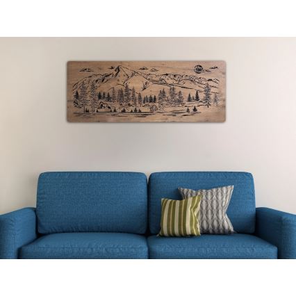 Li-Go 23521/OVL/DUB3 - Décoration murale LED dimmable/10W/5V 30000 mAh 130x50 cm chêne/Chalet de montagne