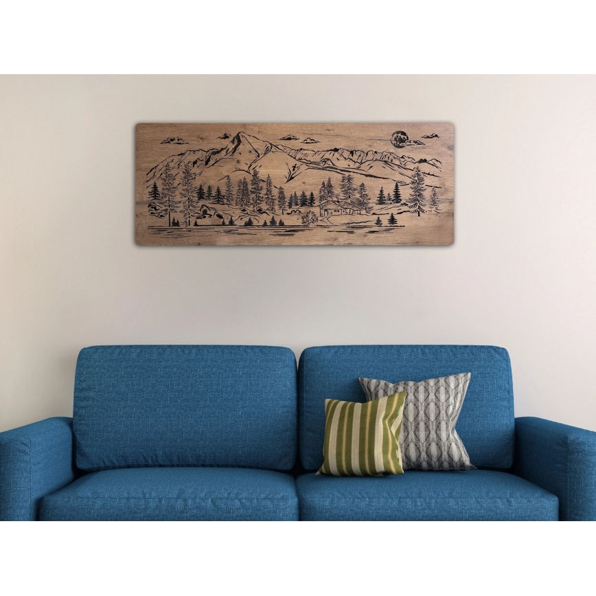 Li-Go 23521/OVL/DUB3 - Décoration murale LED dimmable/10W/5V 30000 mAh 130x50 cm chêne/Chalet de montagne