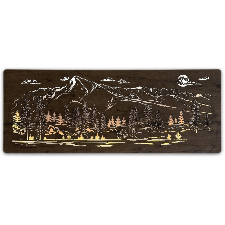 Li-Go 23524/DUB2 - Décoration murale LED à intensité variable LED/24W/230V 130x50 cm chêne/Chalet de montagne