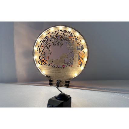Li-Go 23568/DUB2 - Lampe décorative de table LED dimmable LED/12W/230V 20x22 cm chêne/licorne