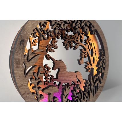 Li-Go 23568/DUB2 - Lampe décorative de table LED dimmable LED/12W/230V 20x22 cm chêne/licorne