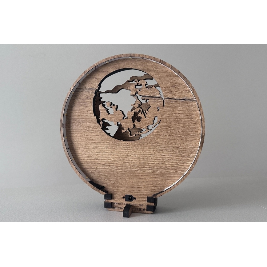 Li-Go 23574/DUB2 - Lampe décorative de table LED à intensité variable LED/12W/230V 20x22 cm chêne/Loup et lune