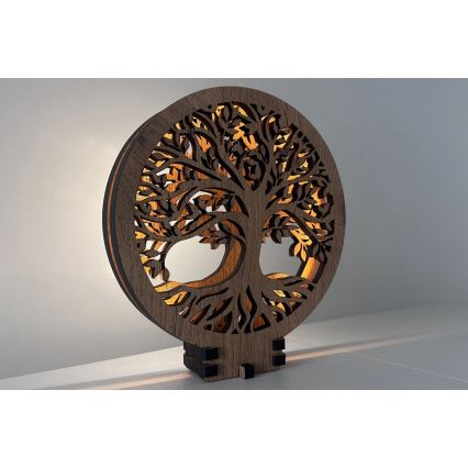 Li-Go 23577/DUB2 - LED Lampe de table décorative à intensité variable LED/12W/230V 20x22 cm chêne/Arbre de vie