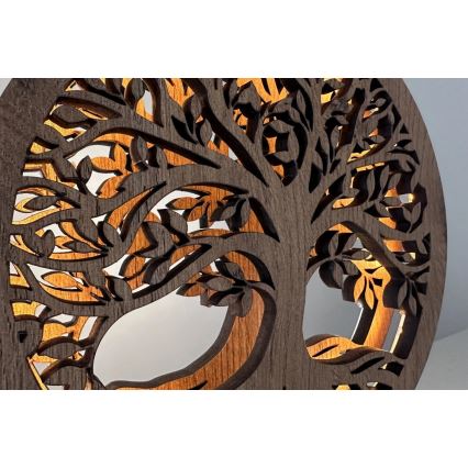 Li-Go 23577/DUB2 - Lampe de table décorative LED dimmable LED/12W/230V 20x22 cm chêne/Arbre de vie