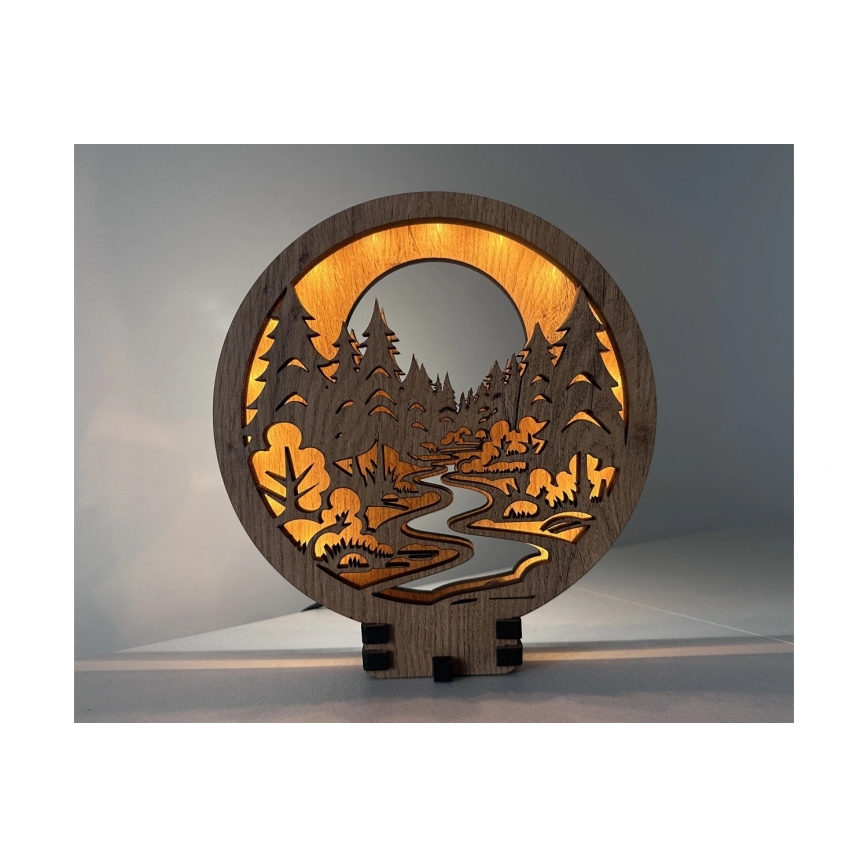 Li-Go 23580/DUB2 - Décoration de table LED dimmable LED/12W/230V 20x22 cm chêne/Dans la forêt